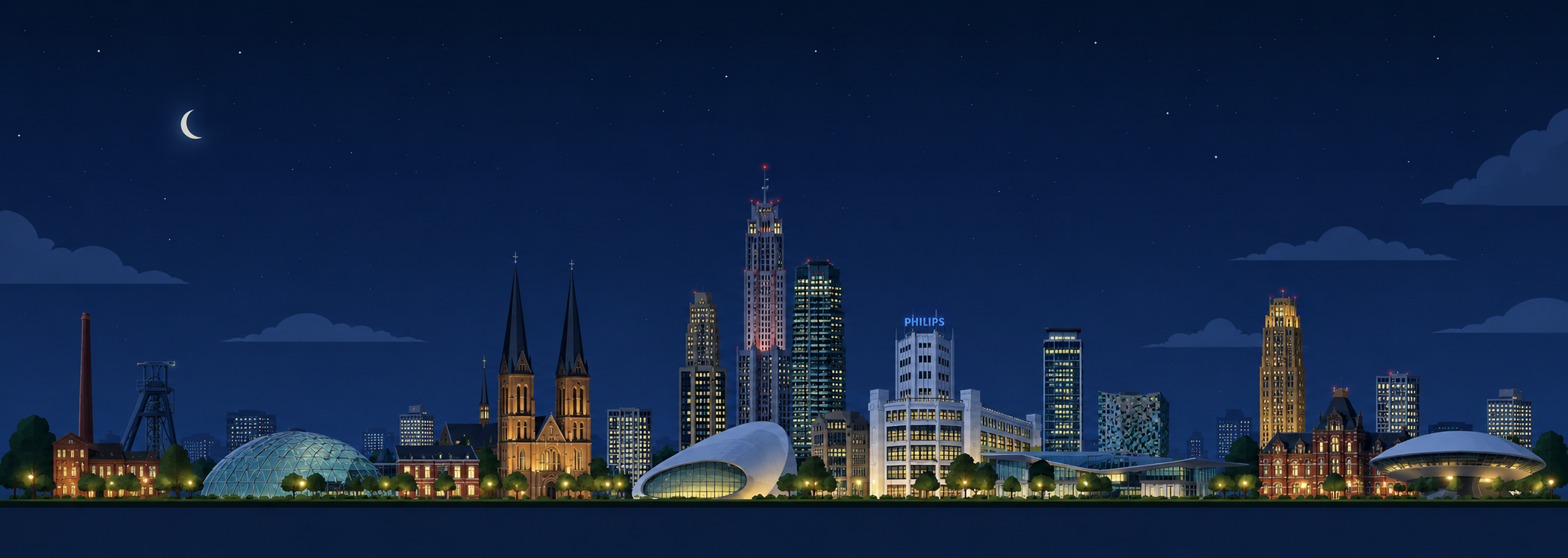 Skyline bij nacht